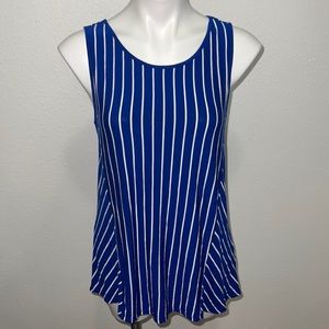 Cable& Gauge Blue White Striped Sleeveless Top  Sz M